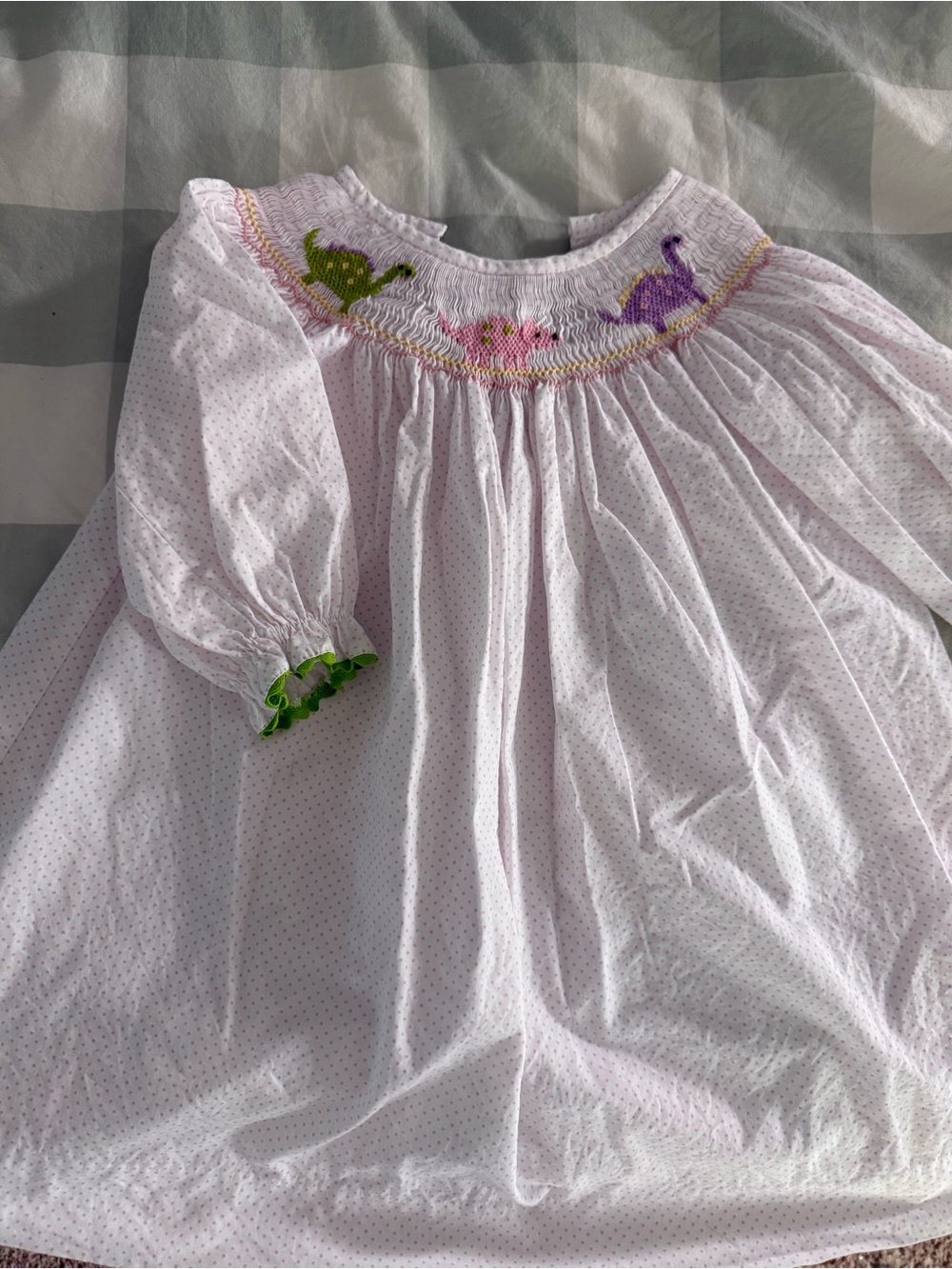 Stitchy Fish Smocked Dinosaur Dress
